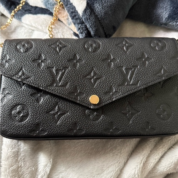 Louis Vuitton Handbags - Louis Vuitton Black Embossed Monogram Envelope Crossbody with Gold Hardware